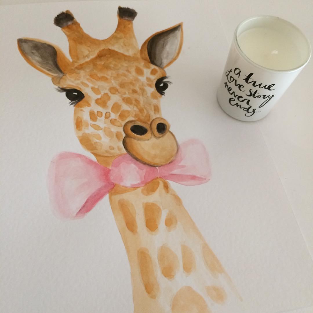 girafa-laço-rosa-tutu-illustration-aguarela-a4
