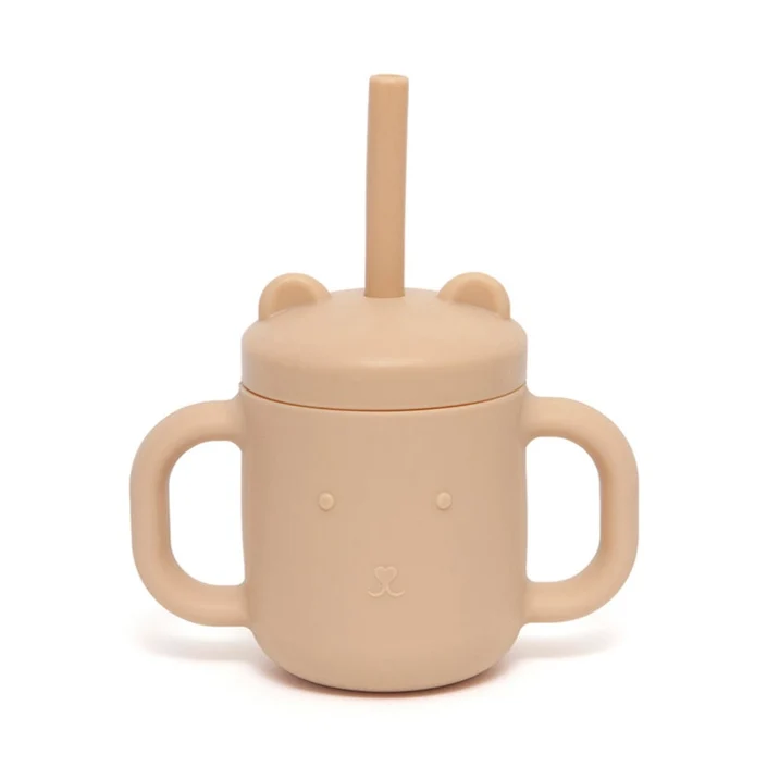 Copo de silicone Com Asas  e Palhinha Ocre- Petit Monkey