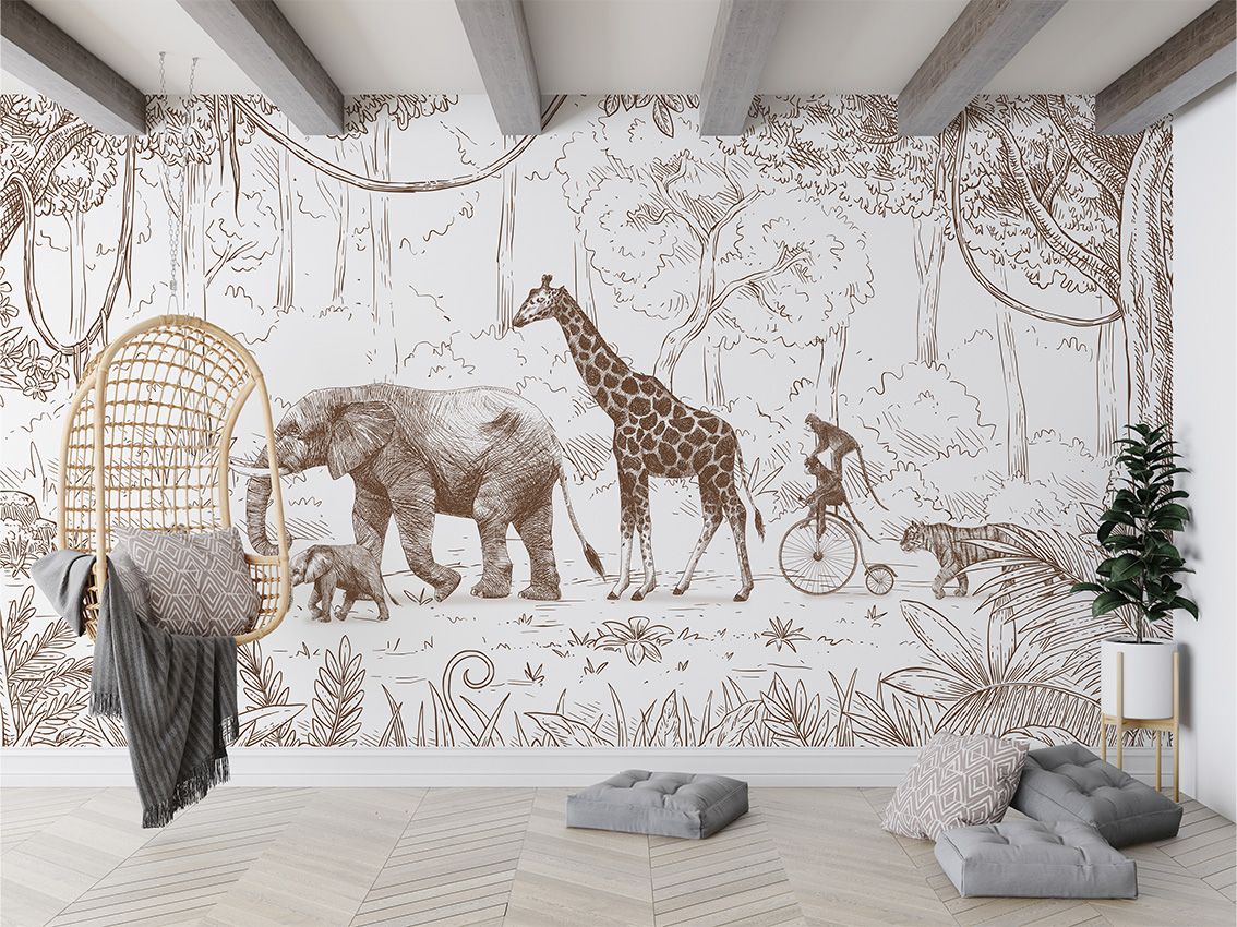 kikki-belle-Animal-Parade-Brown-mural-de-parede-
