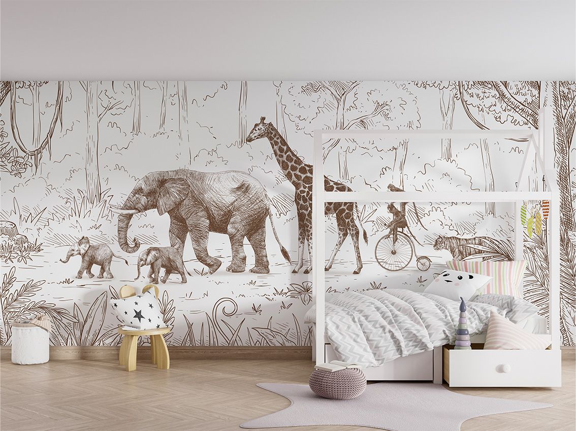 kikki-belle-Animal-Parade-Brown-mural-de-parede-